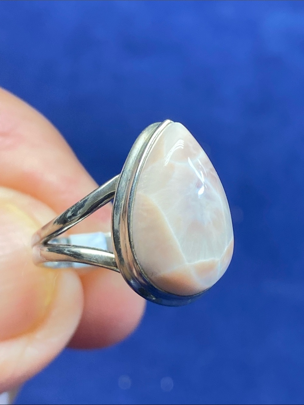 NATROLITE RING SIZE 6 IN SOLID STERLING SILVER 925
